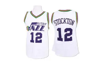 NBA Jazz 12 John Stockton White Throwback Men Jersey